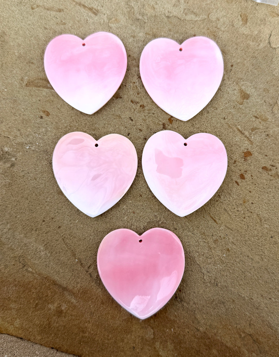 Pink Queen Conch BIG Heart Shaped Focal Pendant Bead 50mm