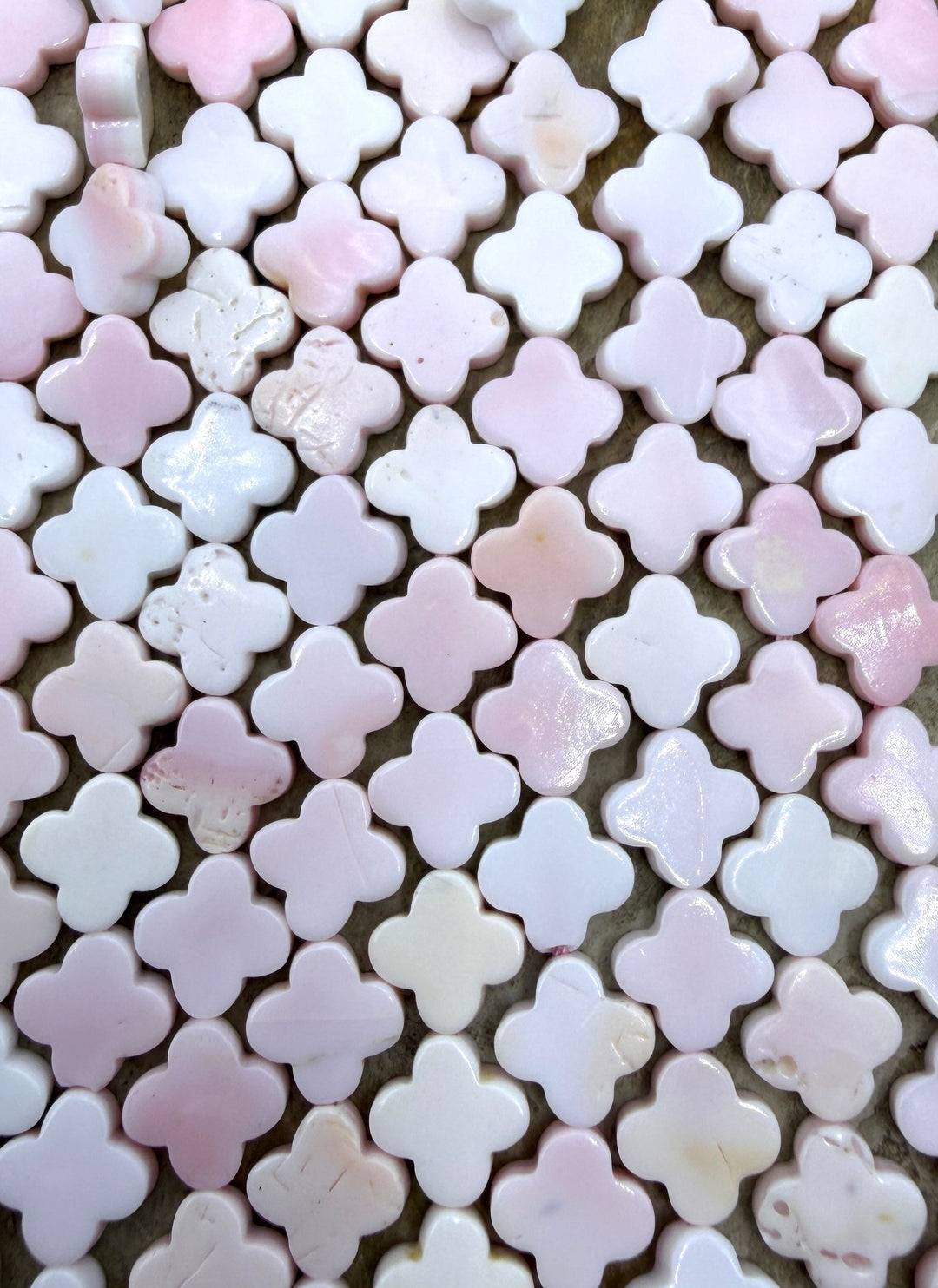 Pink Queen Conch Shell 10mm Quatrefoil Beads 16 inch