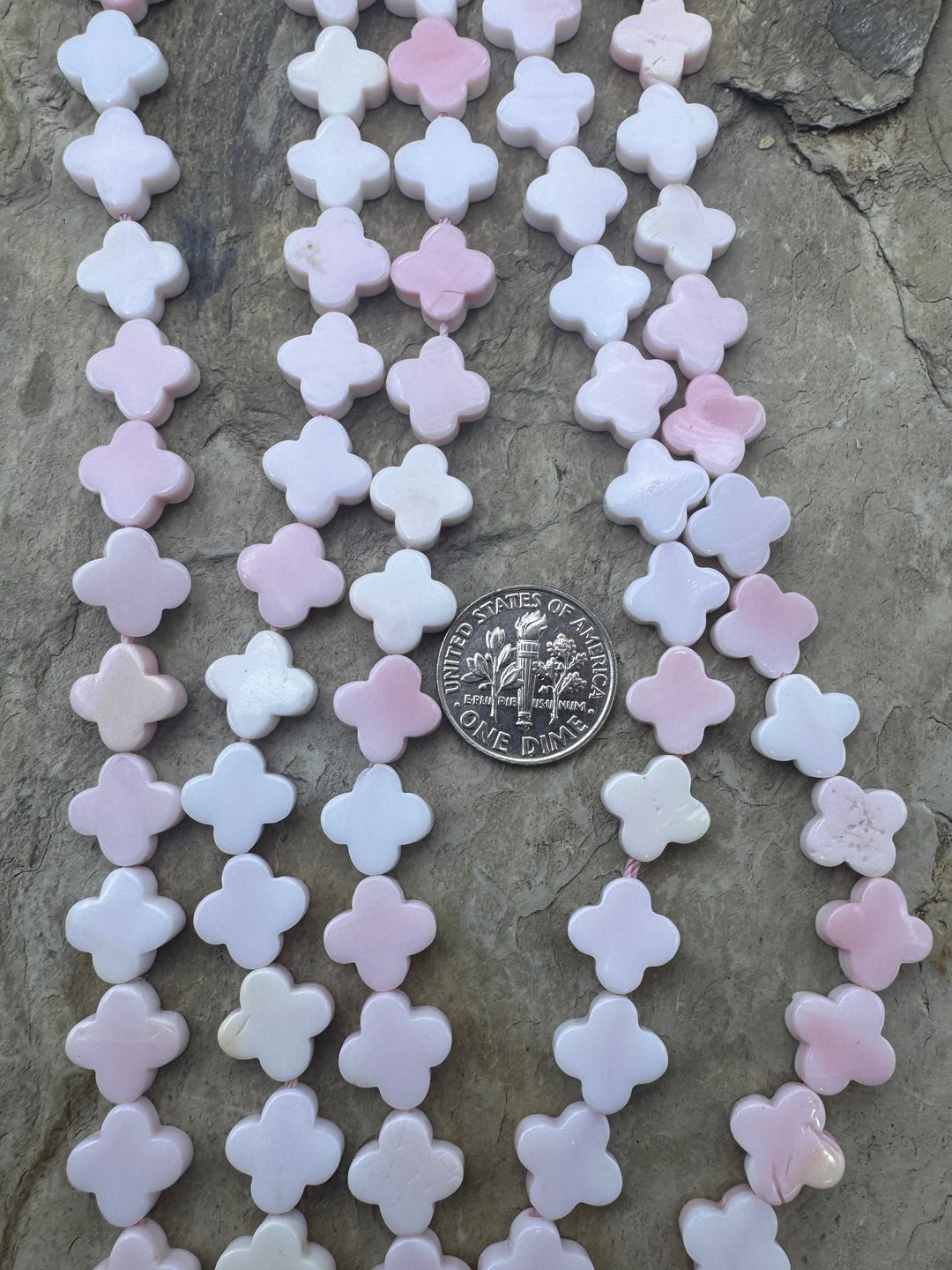 Pink Queen Conch Shell 10mm Rounded Cross Beads (16 inch