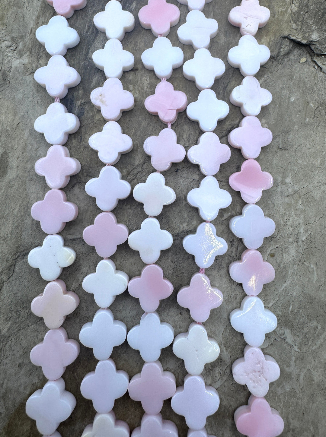 Pink Queen Conch Shell 10mm Rounded Cross Beads (16 inch