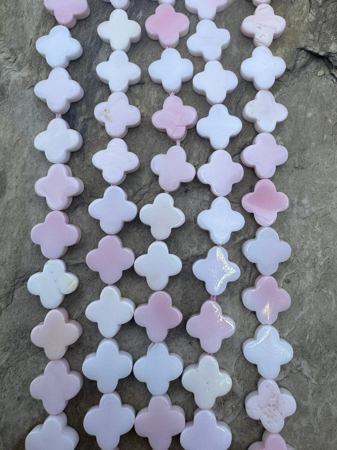 Pink Queen Conch Shell 10mm Rounded Cross Beads (16 inch