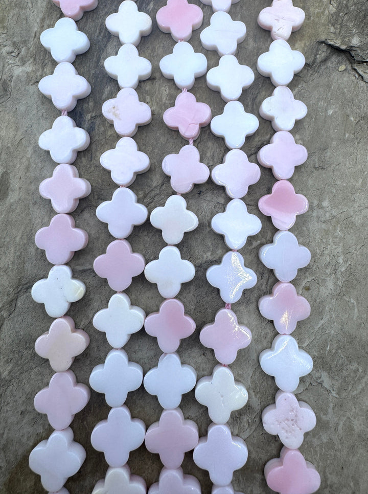 Pink Queen Conch Shell 10mm Rounded Cross Beads (16 inch