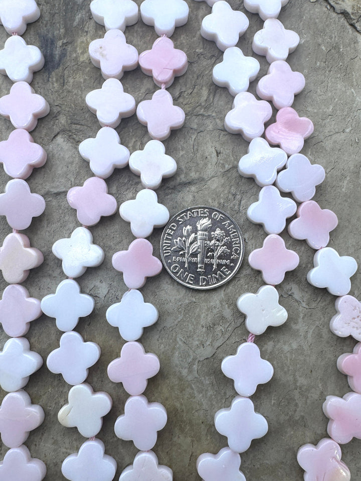 Pink Queen Conch Shell 10mm Rounded Cross Beads (16 inch