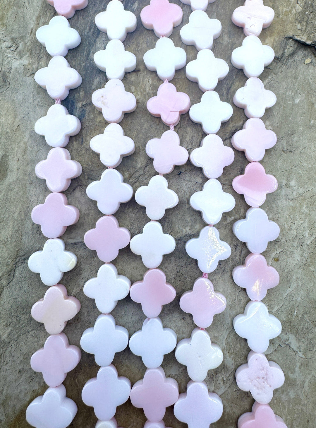 Pink Queen Conch Shell 10mm Rounded Cross Beads (16 inch