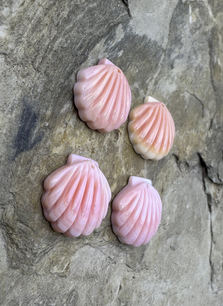 Pink Queen Conch Shell 16mm Carved Sea Shell Earring Pair