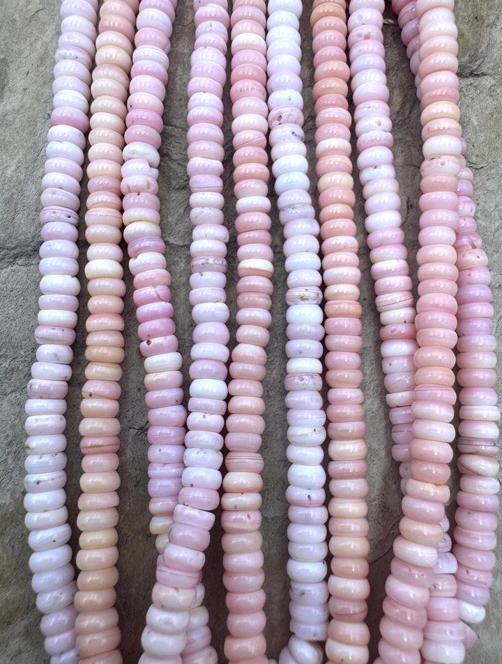 Pink Queen Conch Shell 4mm Button Bead Strand (16 inch