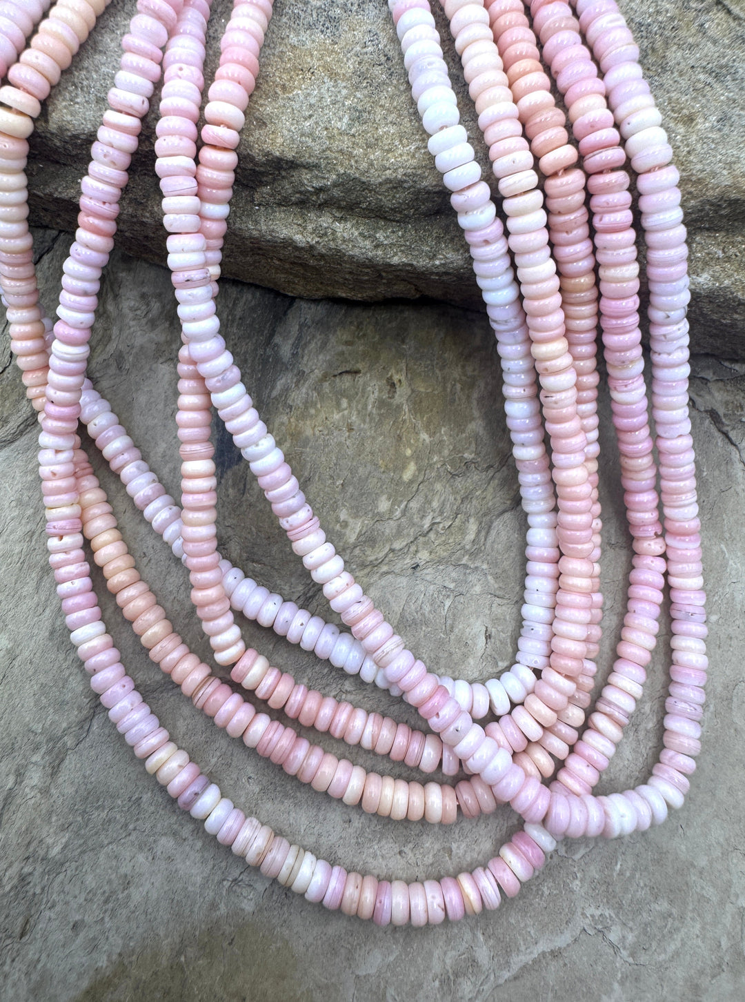 Pink Queen Conch Shell 4mm Button Bead Strand (16 inch