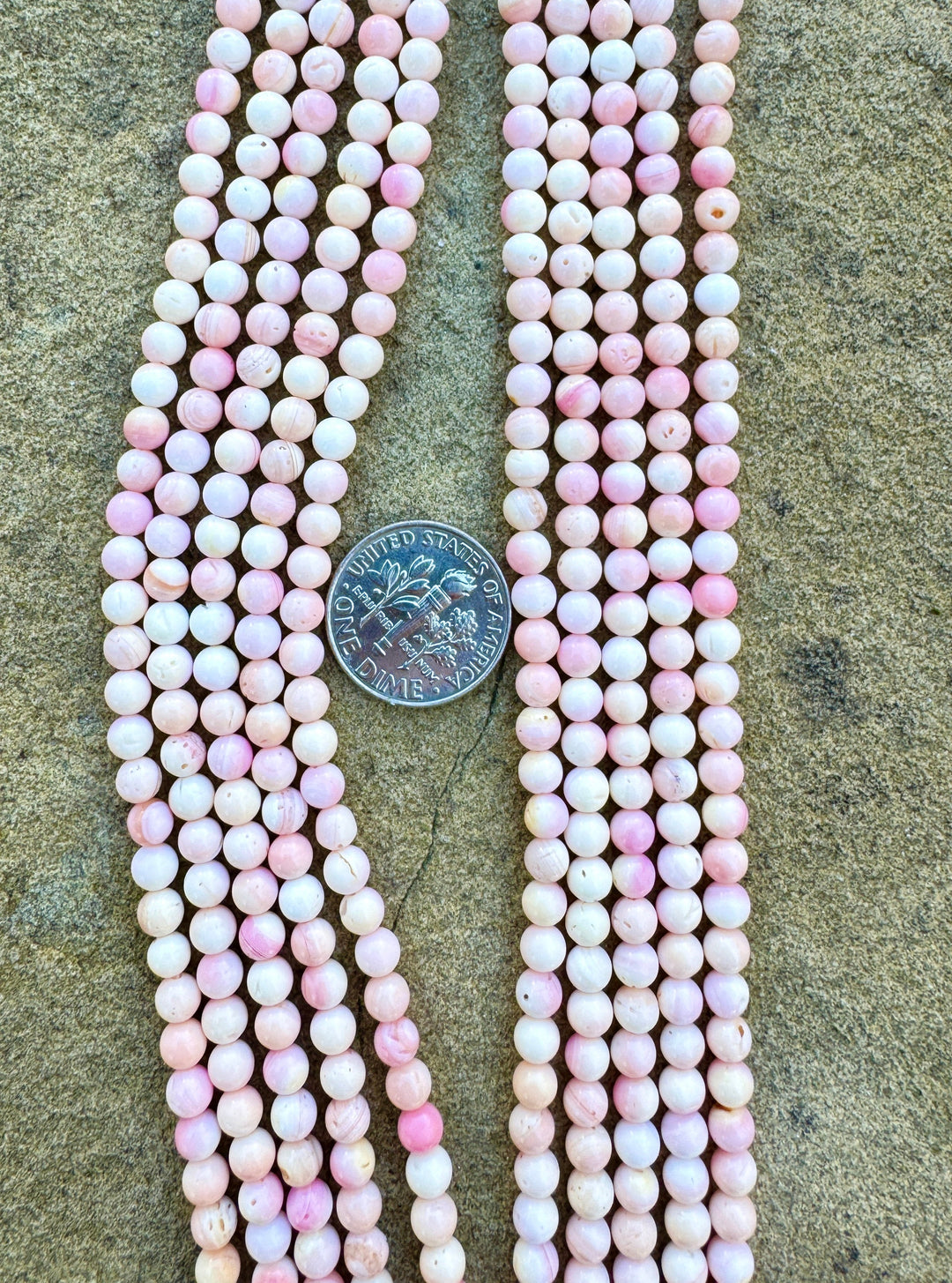 Pink Queen Conch Shell 4mm Round Bead Strand (16 inch