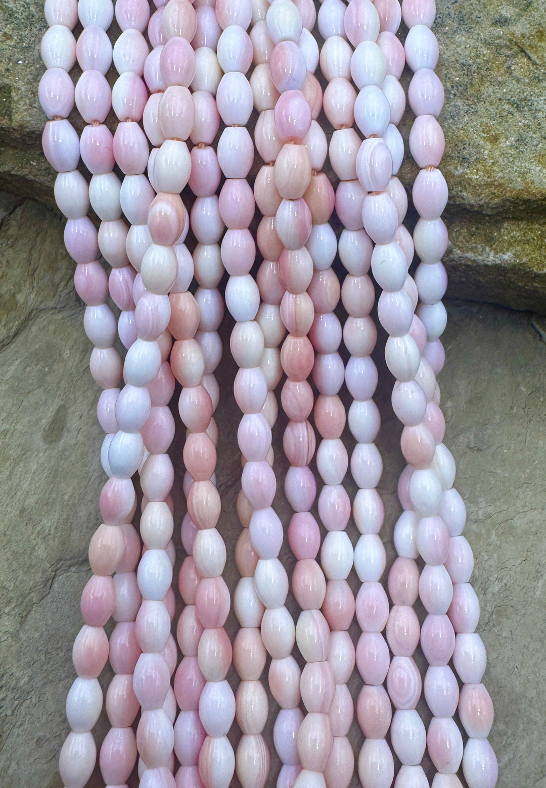 Pink Queen Conch Shell 5x7mm Rice Shaped Beads 16 inch