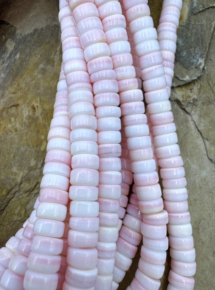 Pink Queen Conch Shell 6mm Heishi Bead Strand (16 inch