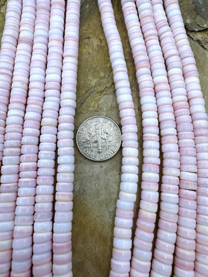 Pink Queen Conch Shell 6mm Heishi Bead Strand (16 inch