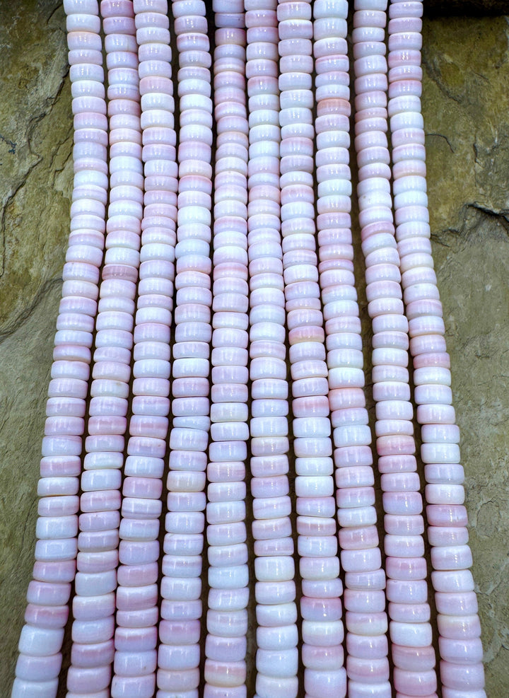 Pink Queen Conch Shell 6mm Heishi Bead Strand (16 inch