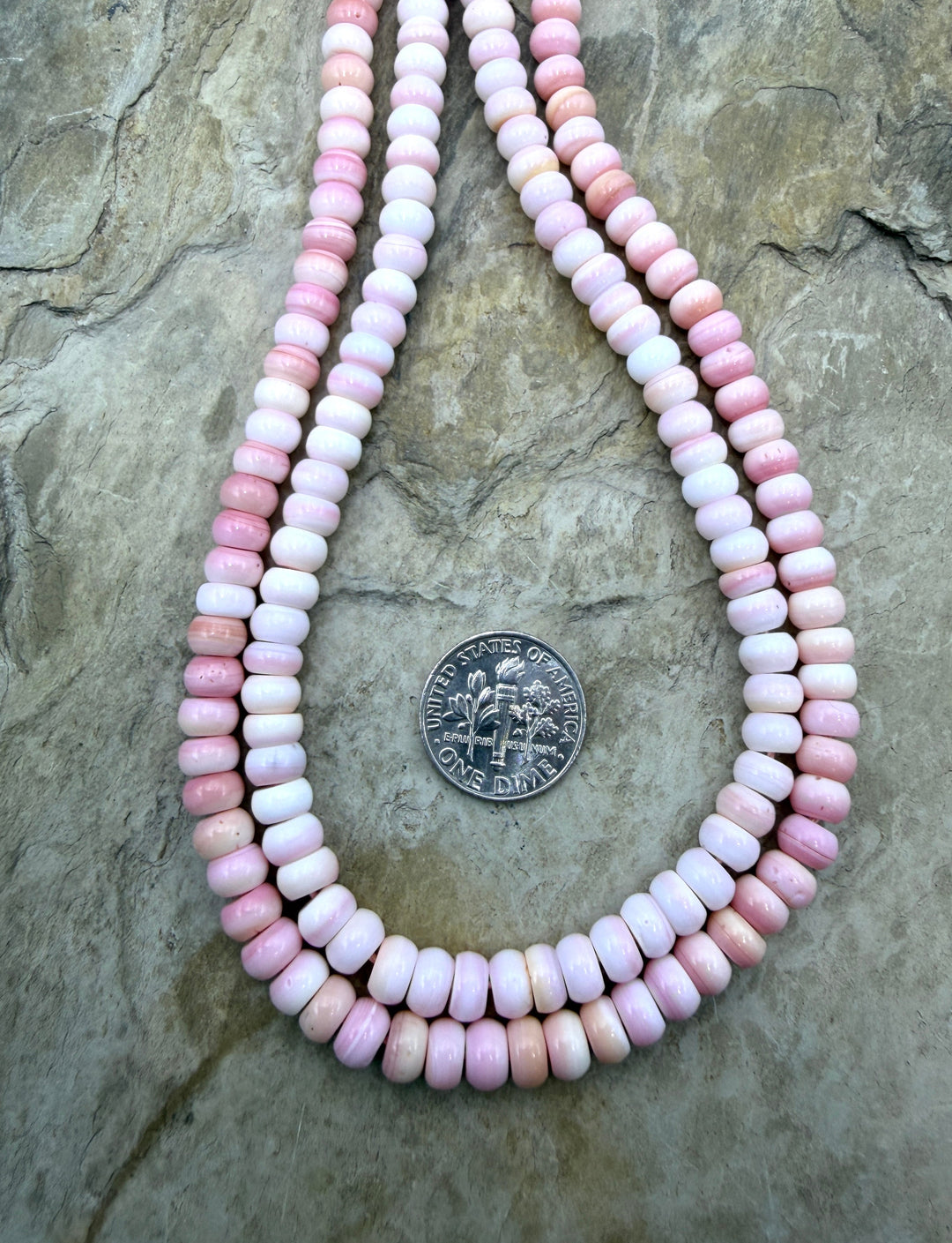 Pink Queen Conch Shell 6mm Rondelle Beads 16 inch Strand