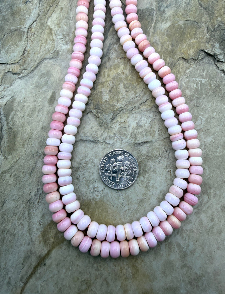 Pink Queen Conch Shell 6mm Rondelle Beads 16 inch Strand