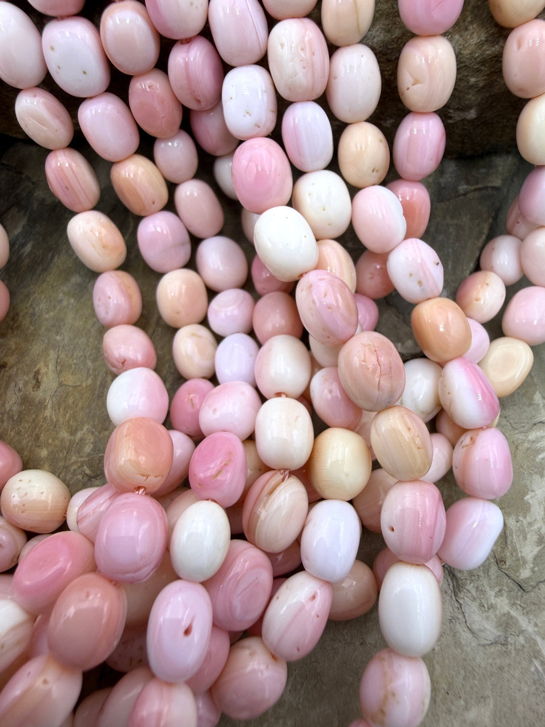 Pink Queen Conch Shell 6x8mm Oval Nugget Beads 16 Inch