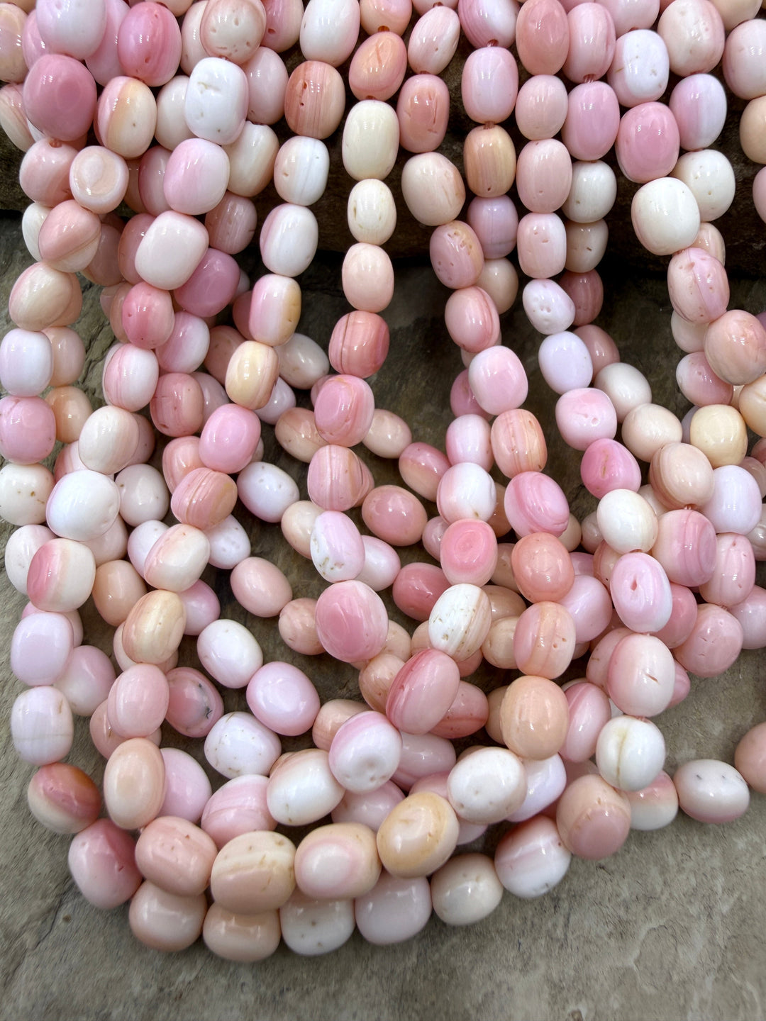 Pink Queen Conch Shell 6x8mm Oval Nugget Beads 16 Inch