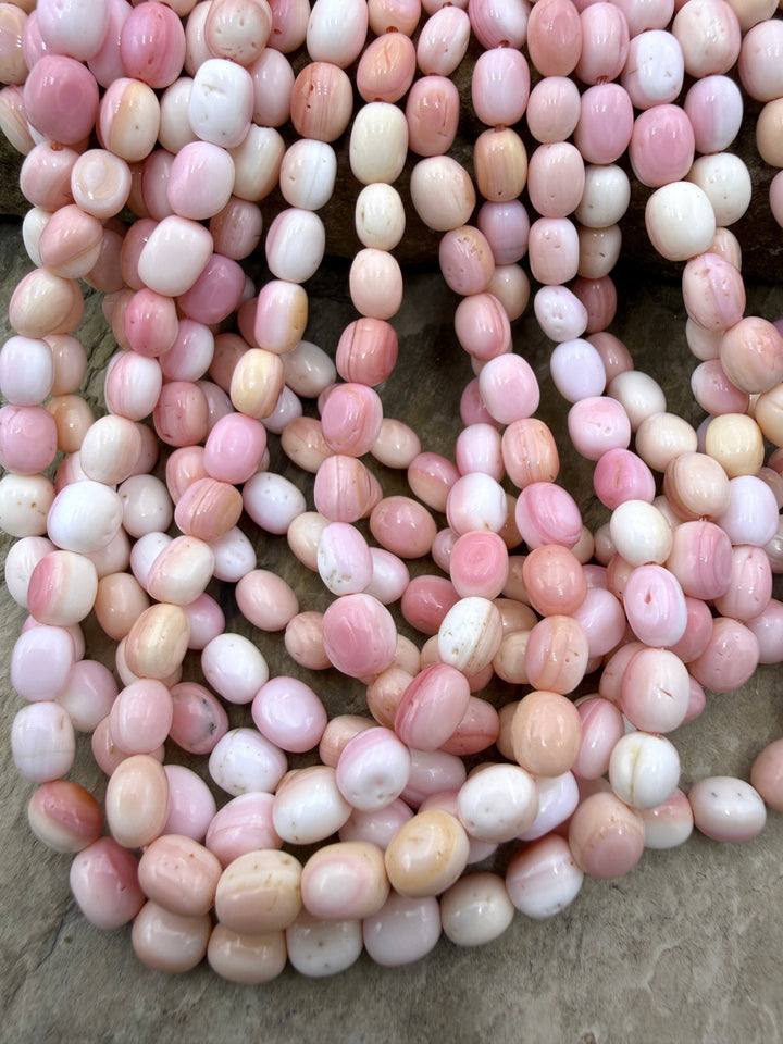 Pink Queen Conch Shell 6x8mm Oval Nugget Beads 16 Inch