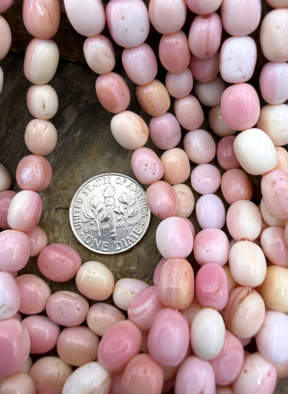 Pink Queen Conch Shell 6x8mm Oval Nugget Beads 16 Inch