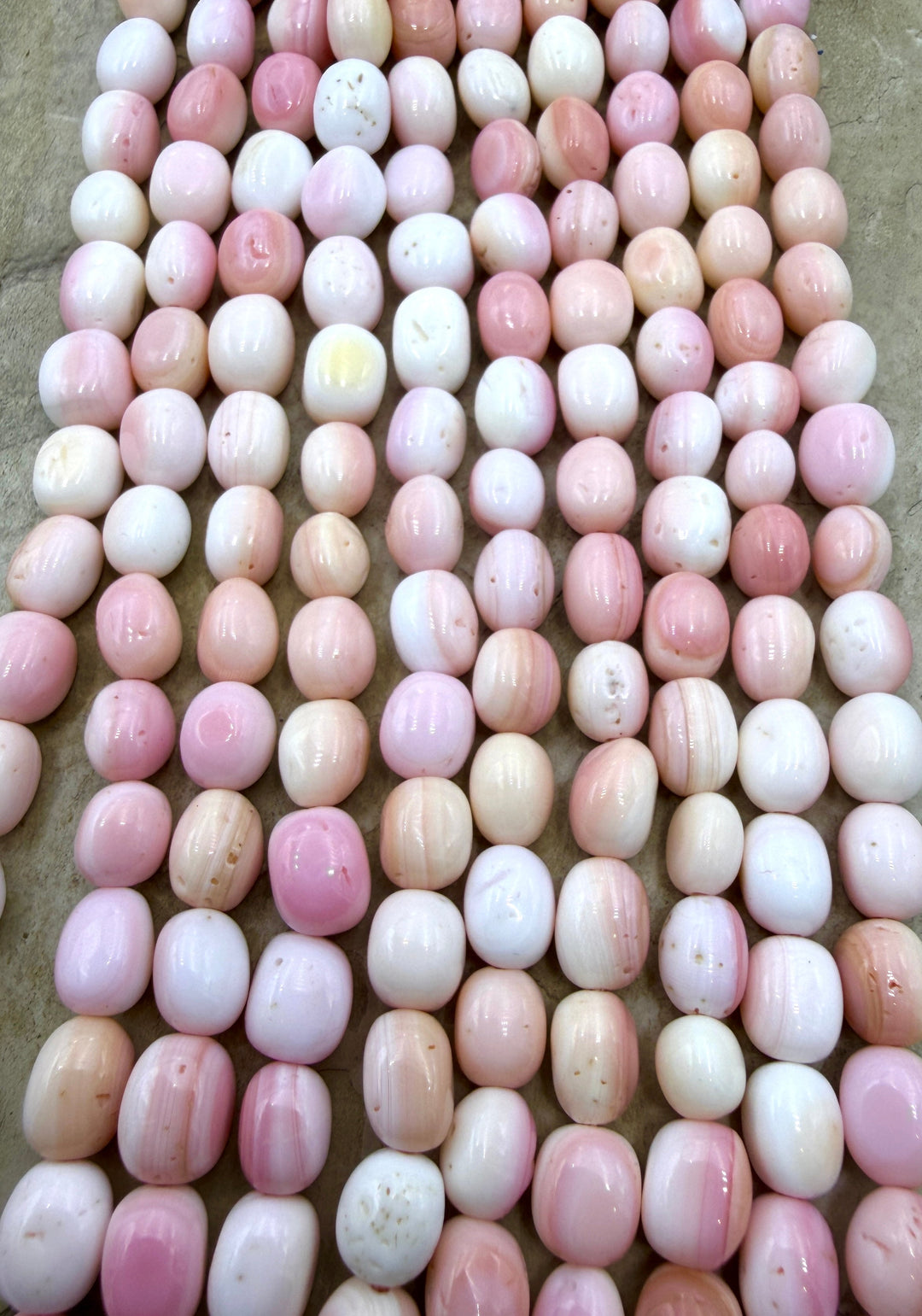 Pink Queen Conch Shell 6x8mm Rounded Nugget Bead Strand (16