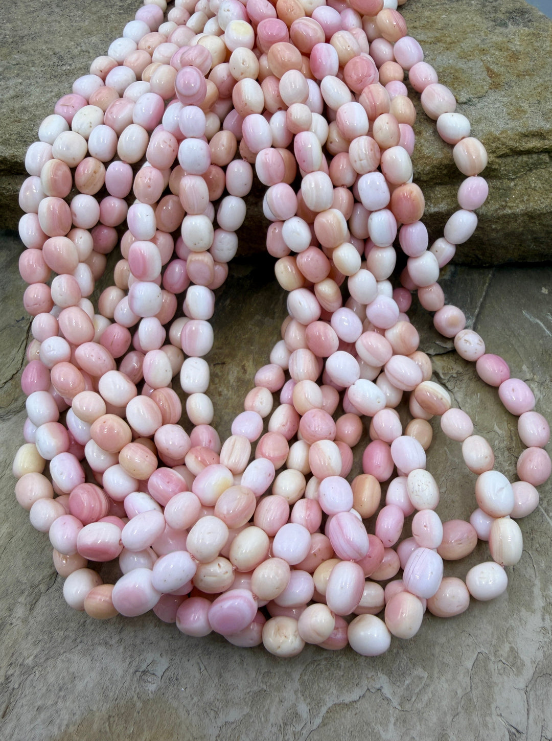 Pink Queen Conch Shell 6x8mm Rounded Nugget Bead Strand (16