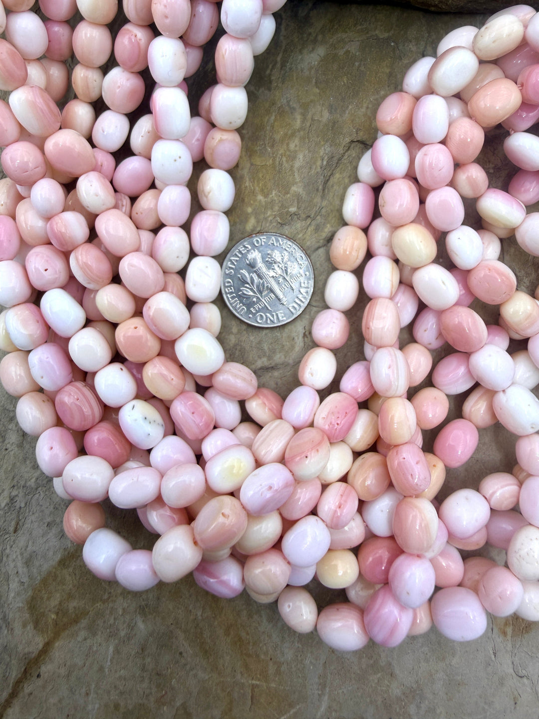 Pink Queen Conch Shell 6x8mm Rounded Nugget Bead Strand (16