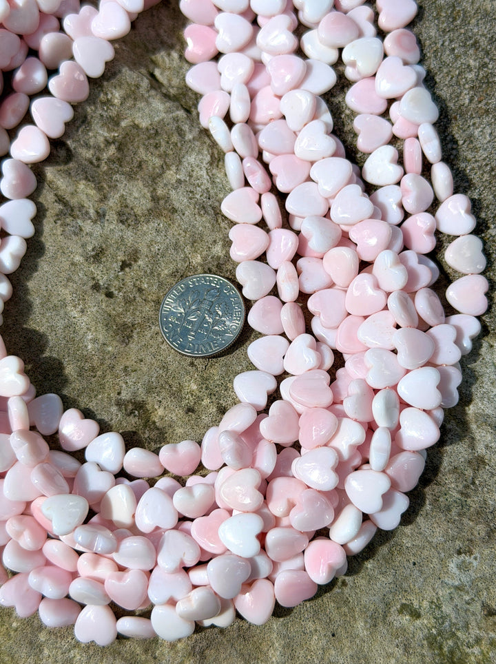 Pink Queen Conch Shell 8mm Heart Shaped Beads ONE 16 inch