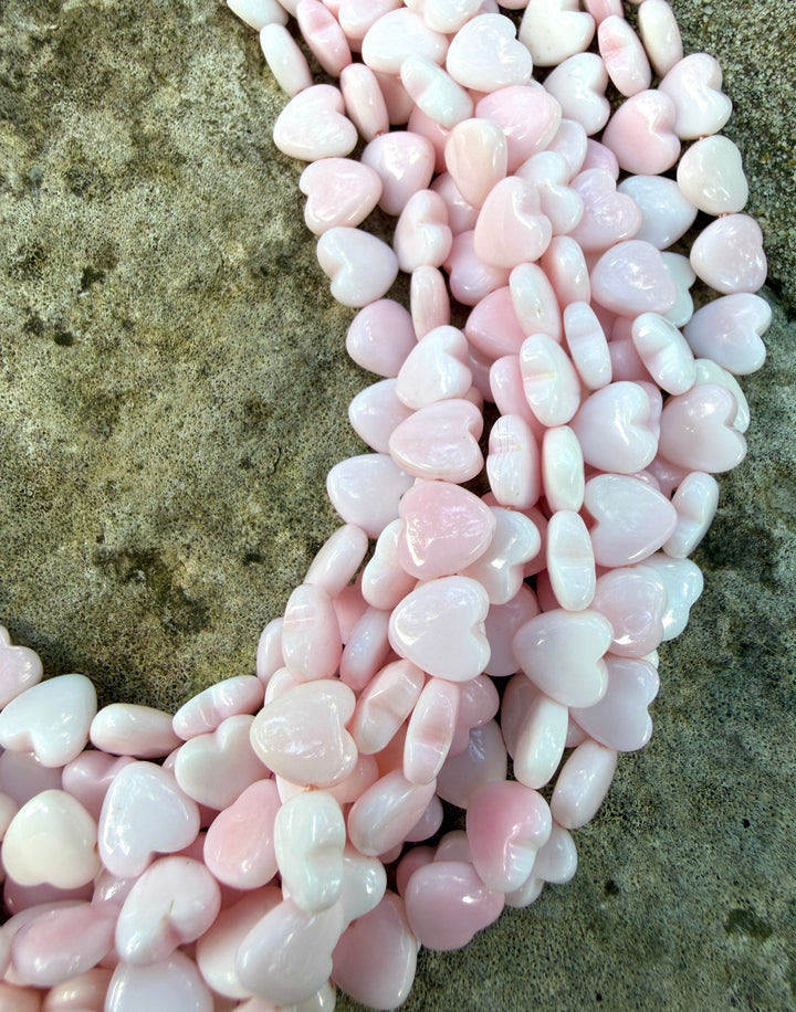 Pink Queen Conch Shell 8mm Heart Shaped Beads ONE 16 inch