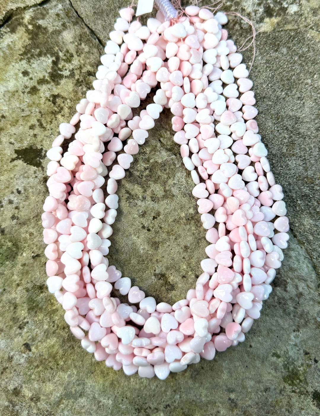 Pink Queen Conch Shell 8mm Heart Shaped Beads ONE 16 inch