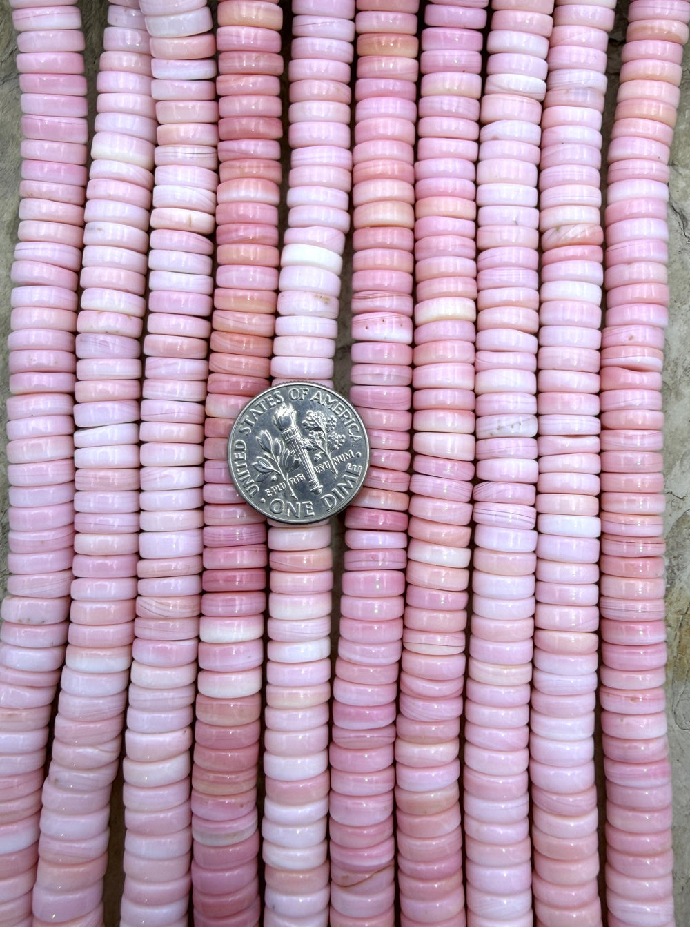 Pink Queen Conch Shell 8mm Heishi Beads ONE 16 inch Strand