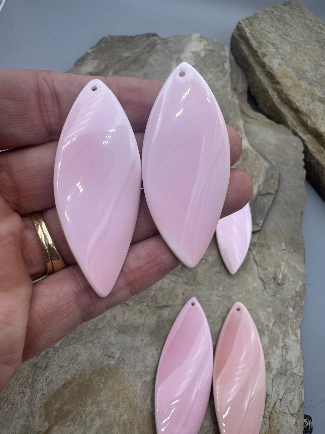Pink Queen Conch Shell BIG Bead Pairs Aprox. 20x55mm