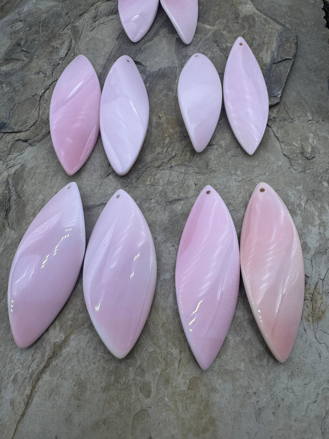 Pink Queen Conch Shell BIG Bead Pairs Aprox. 20x55mm