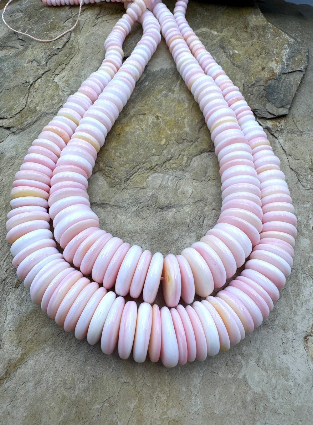 Pink Queen Conch Shell BIG Graduated Saucer Beads 6-14mm 16