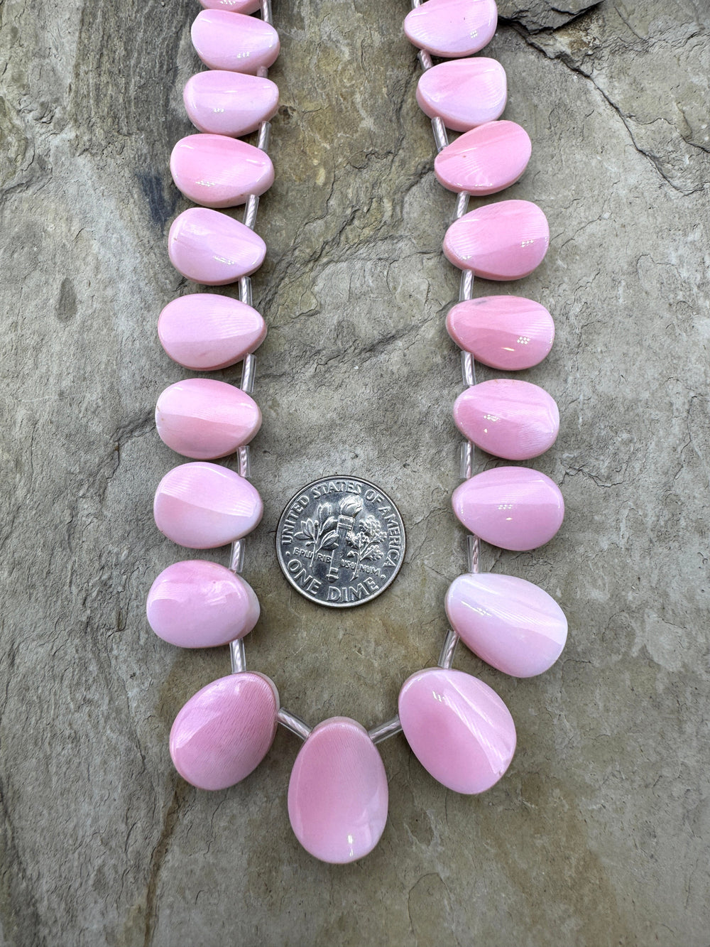 Pink Queen Conch Shell Graduated Pedal Shaped Beads 16 inch