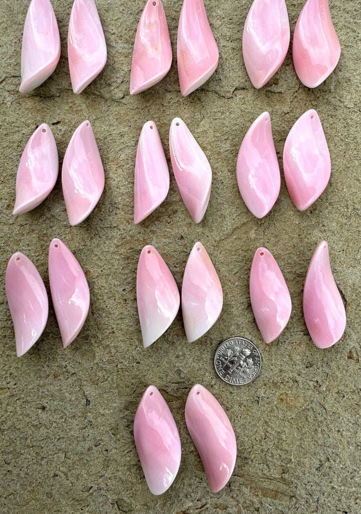 Pink Queen Conch Shell Matching Twist Earring Bead Pairs