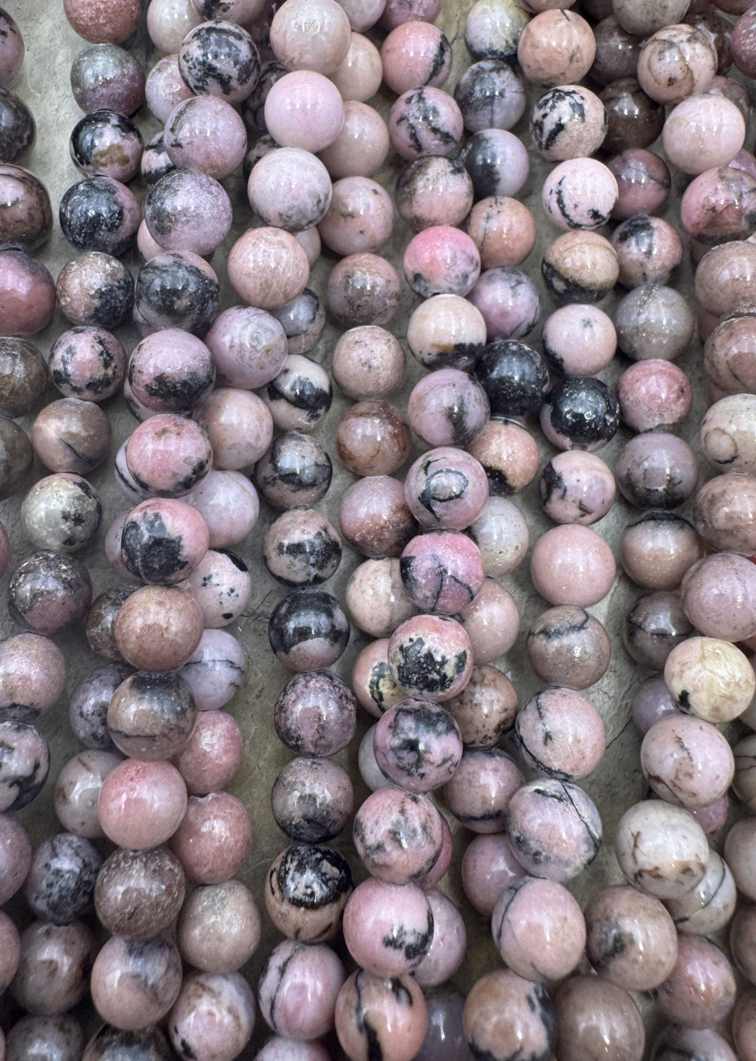 Pink Rhodonite 6mm Round Beads 16 inch Strand Rhodonite