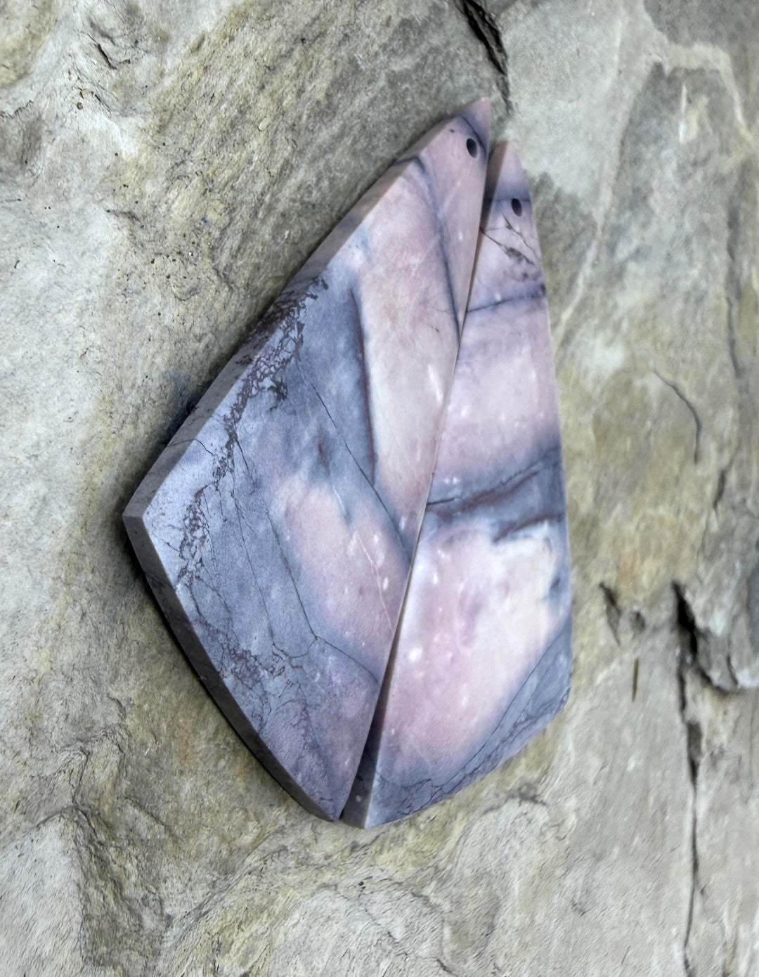 Pink Stromatolite BIG Matching Earring Slab Bead Pair