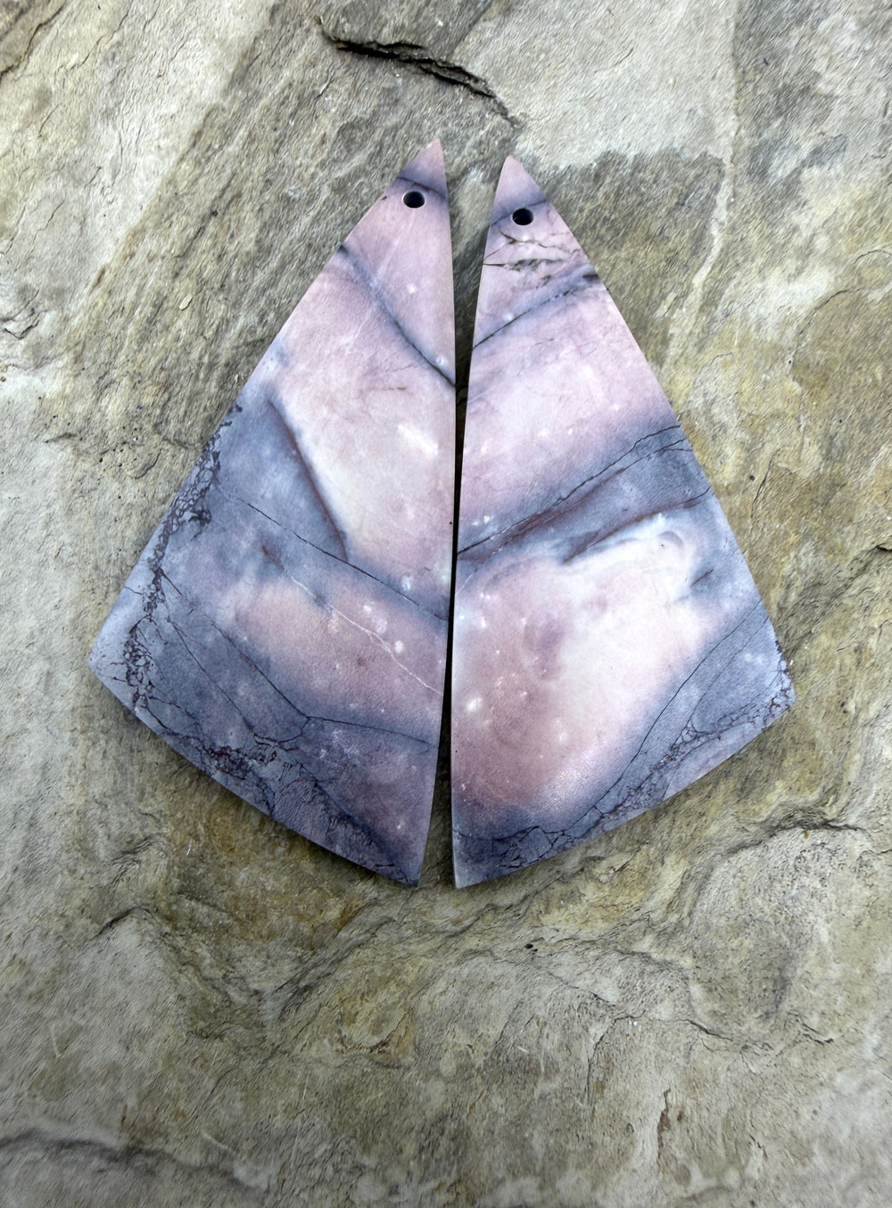 Pink Stromatolite BIG Matching Earring Slab Bead Pair