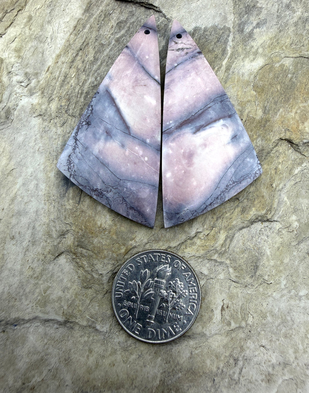 Pink Stromatolite BIG Matching Earring Slab Bead Pair