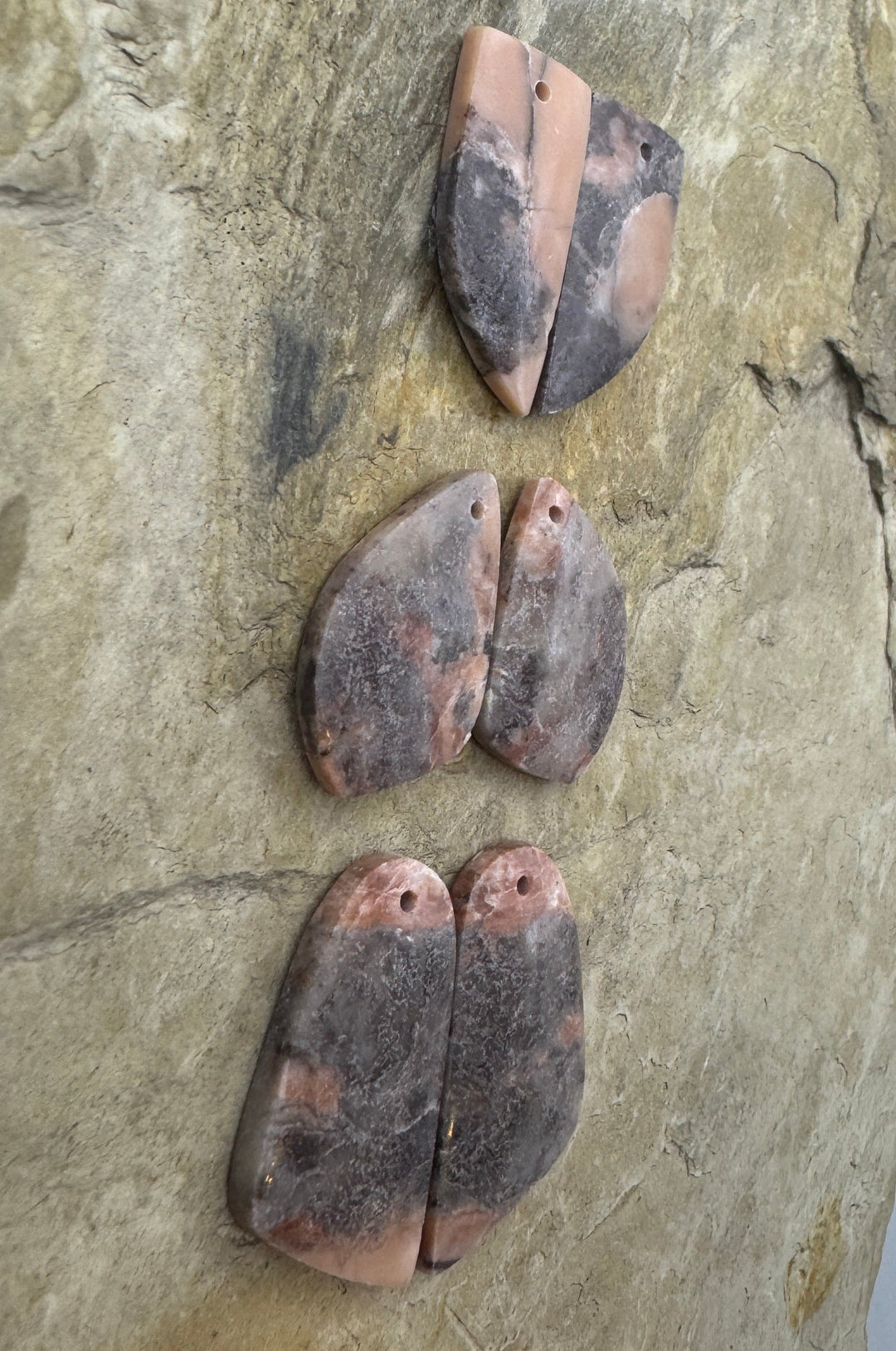 Pink Stromatolite Matching Earring Slab Bead Pairs (Select
