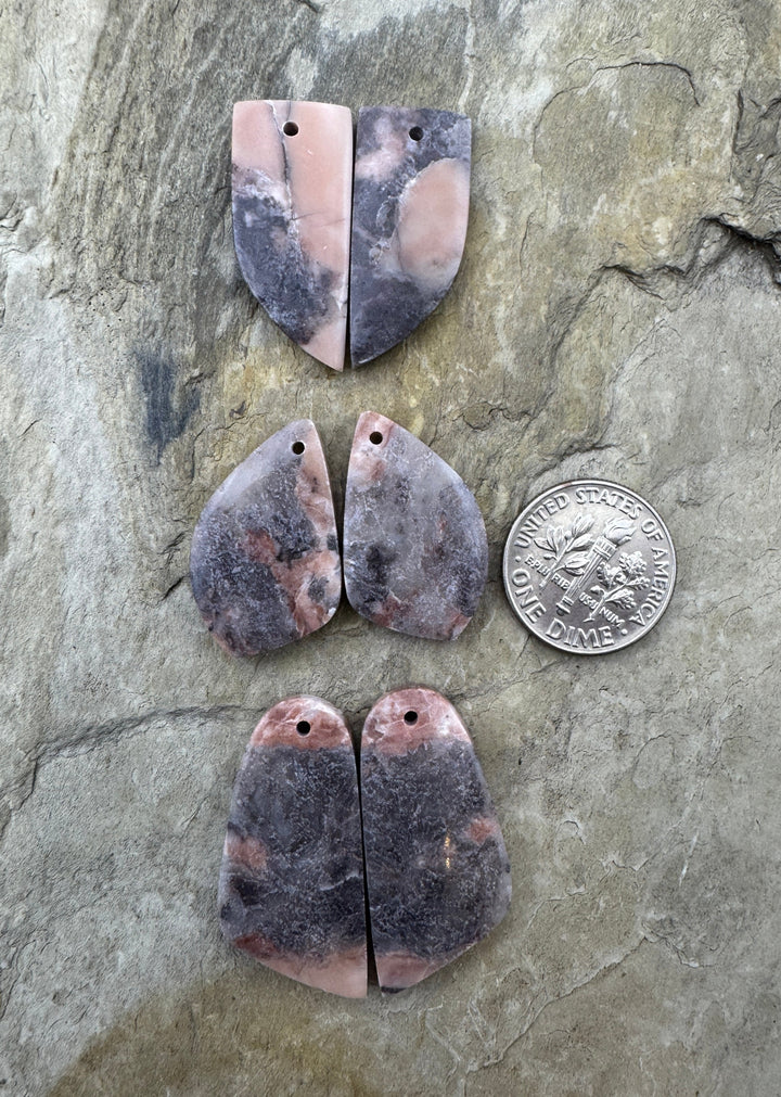 Pink Stromatolite Matching Earring Slab Bead Pairs (Select