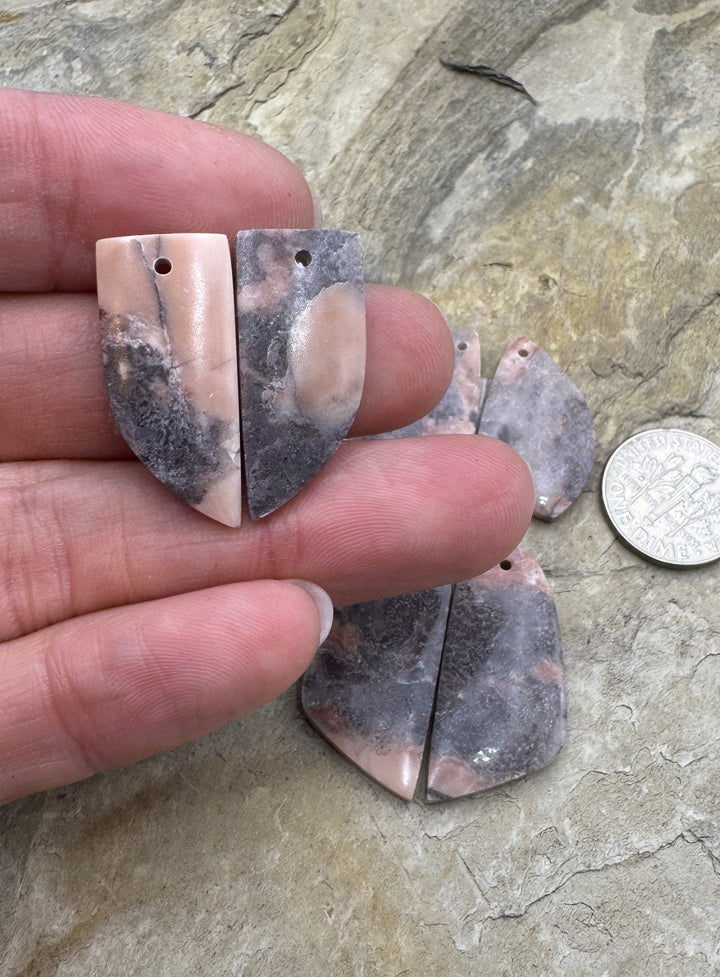 Pink Stromatolite Matching Earring Slab Bead Pairs (Select