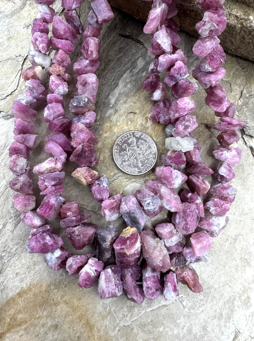 Pink Tourmaline Rough Cut Graduated 6-14mm Beads 15 inch