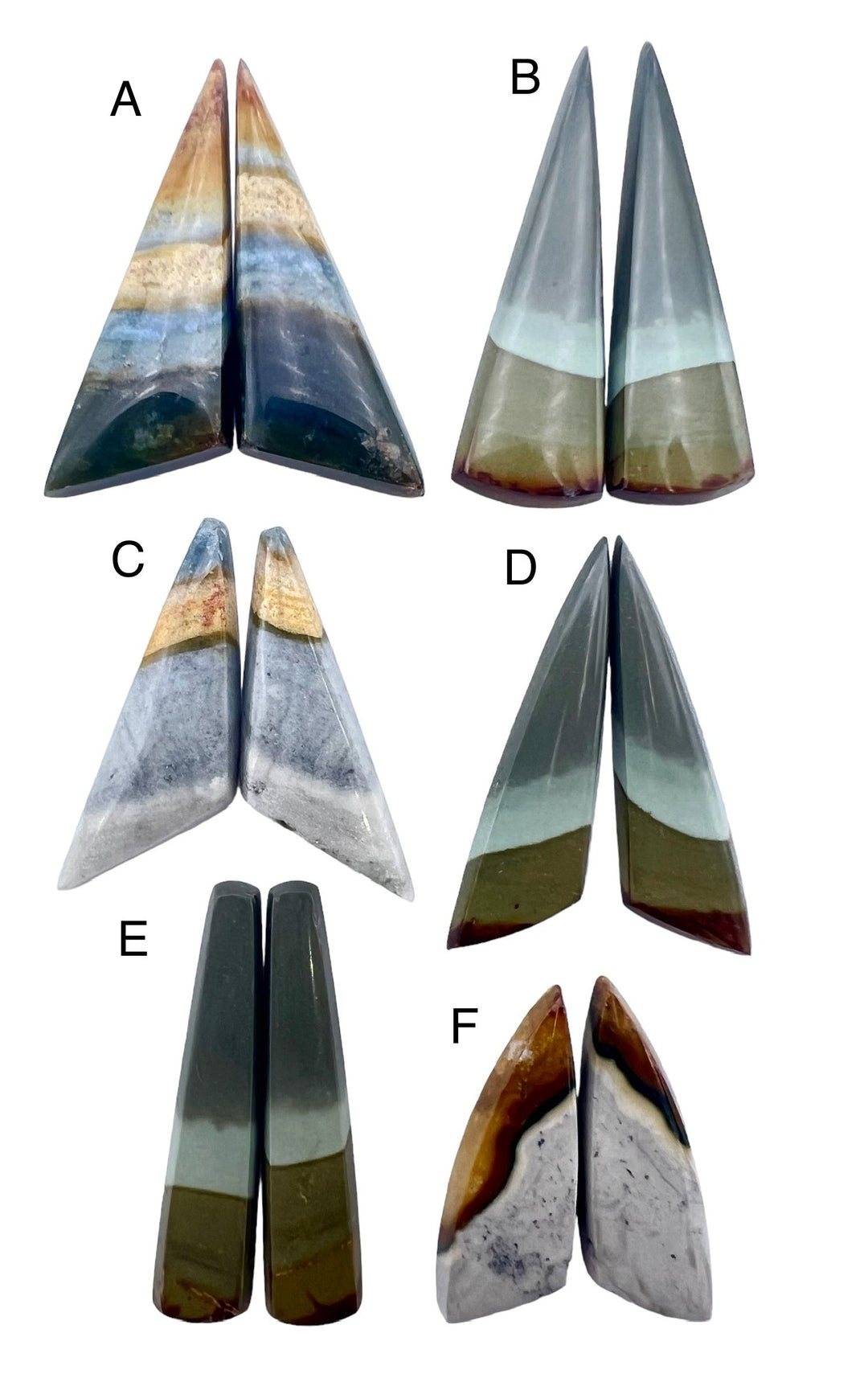 Polychrome Jasper Cabochon Pairs Various Shapes (Only C,D,E