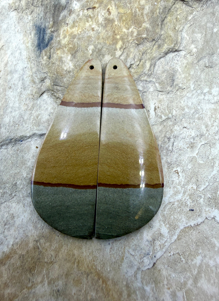 Polychrome Jasper Extra Large Matching Earring Slab Bead