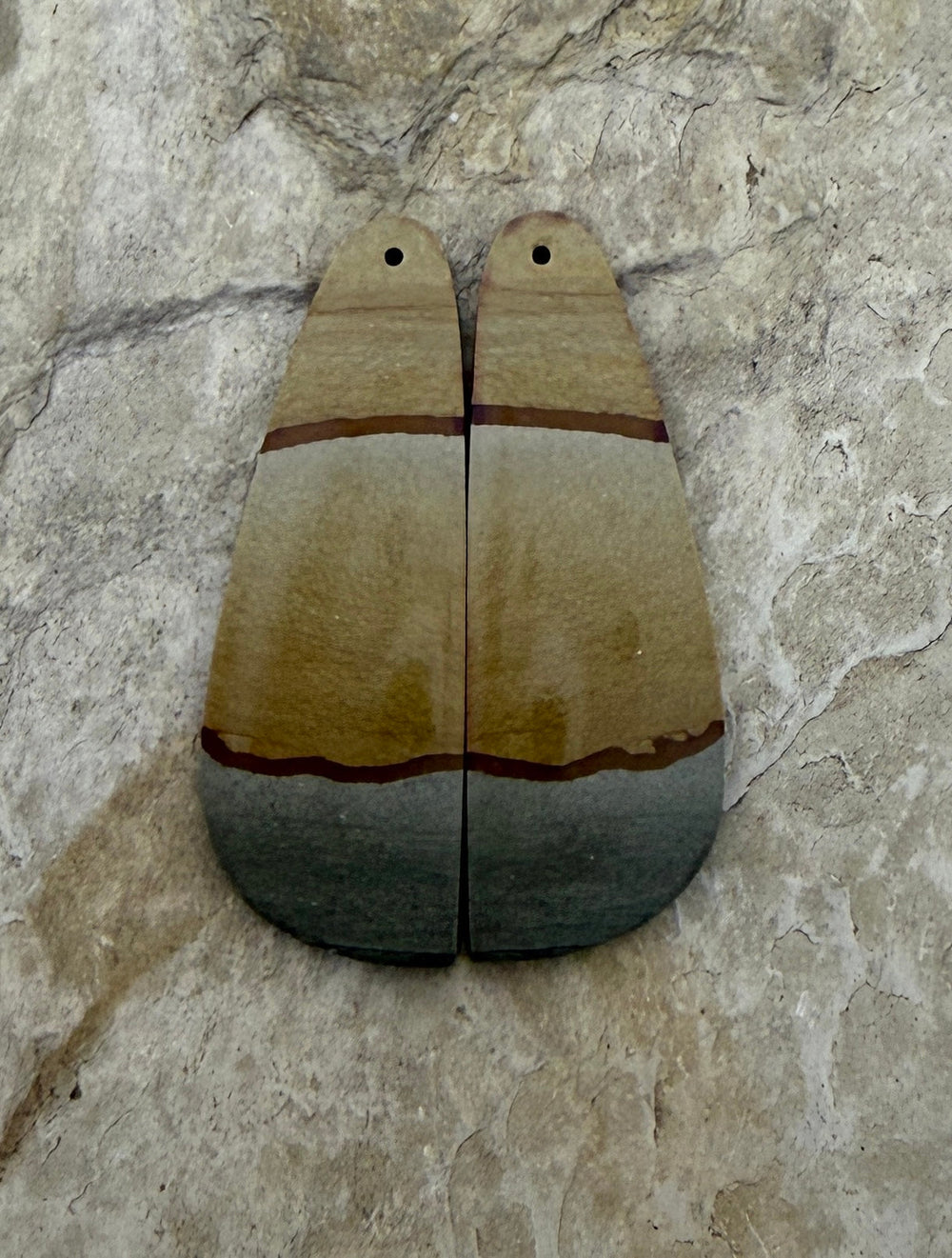 Polychrome Jasper Matching Beads Slab Pair HUGE (17x49mm)