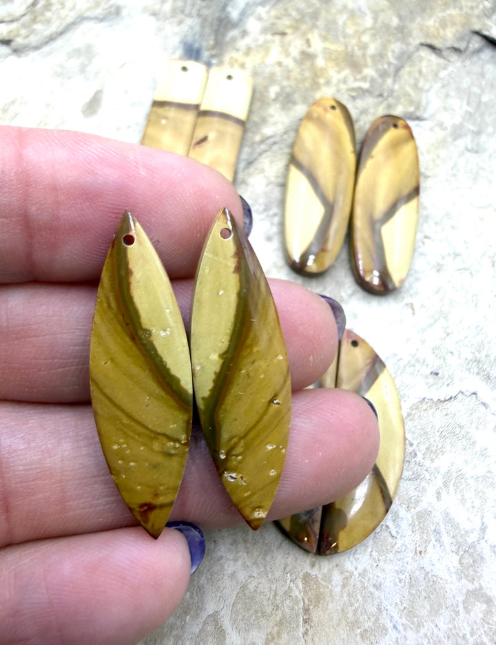 Polychrome Jasper Matching Earring Slab Bead Pair One Pair