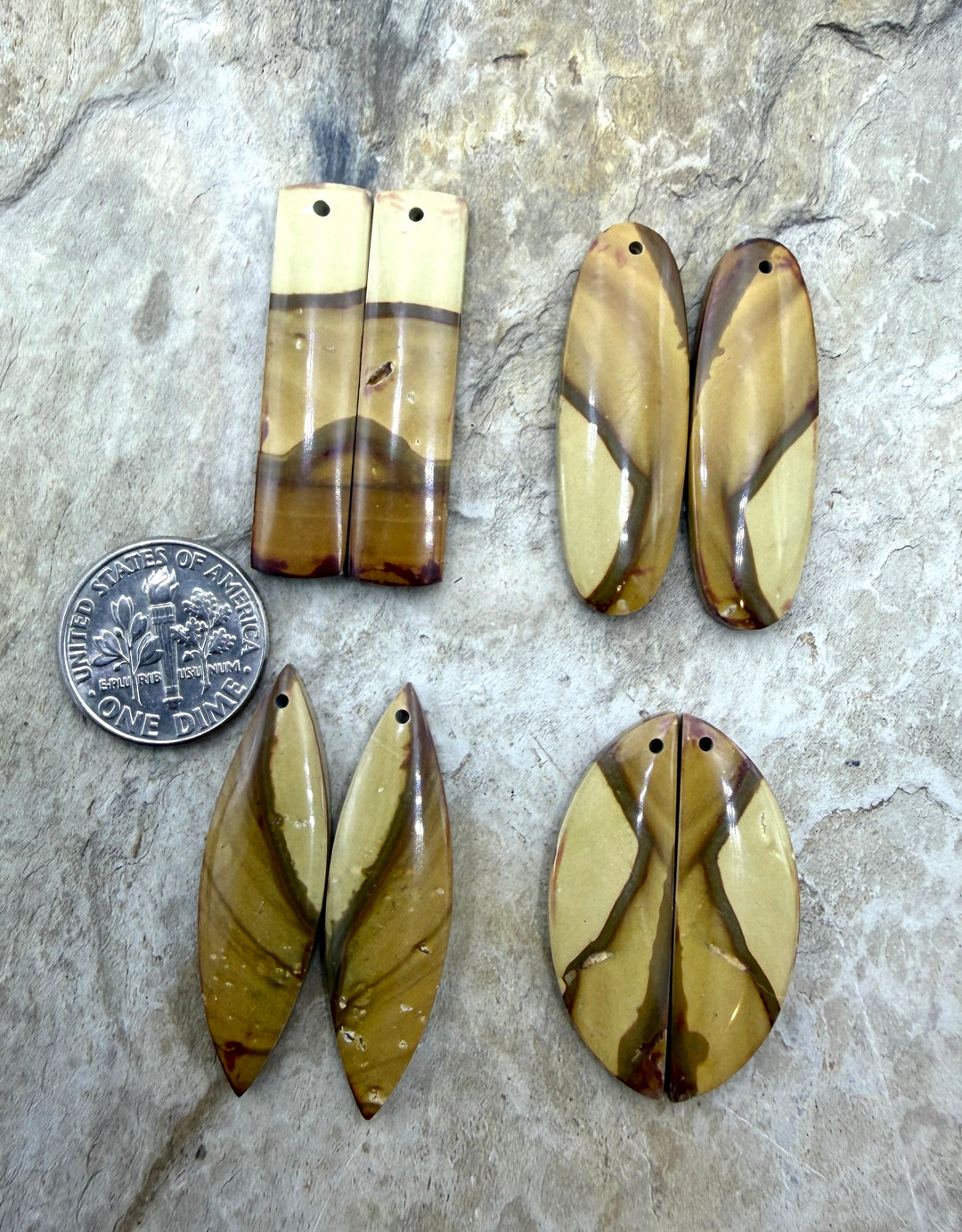 Polychrome Jasper Matching Earring Slab Bead Pair One Pair
