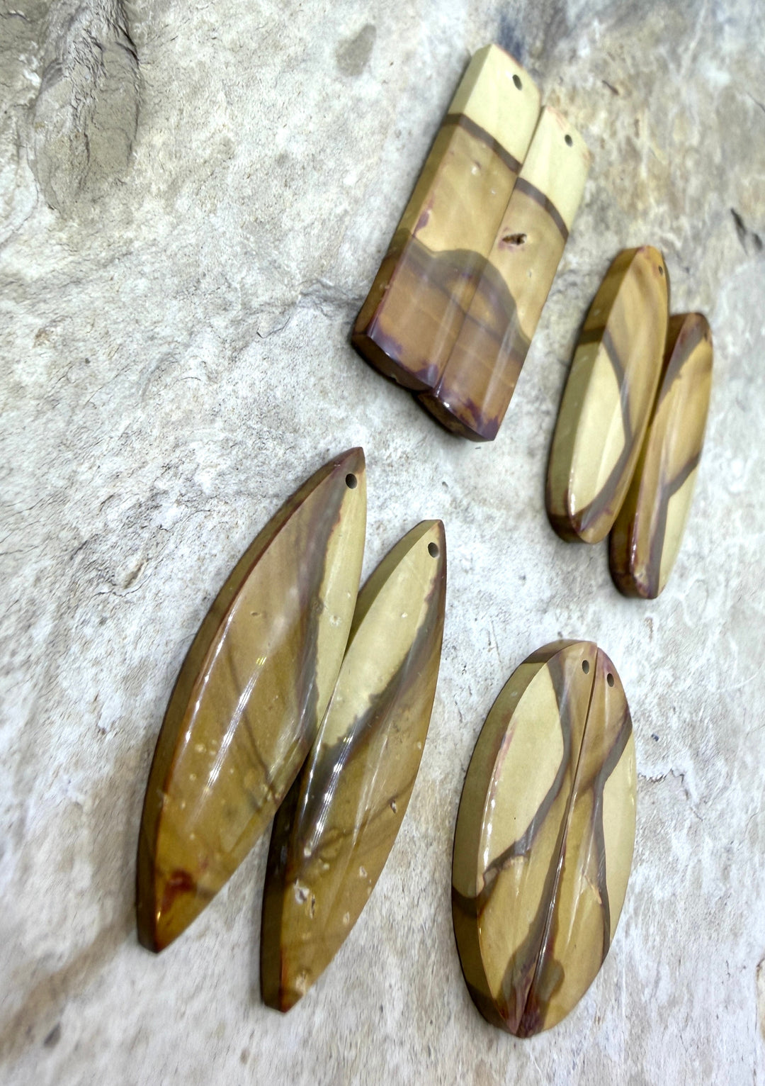 Polychrome Jasper Matching Earring Slab Bead Pair One Pair