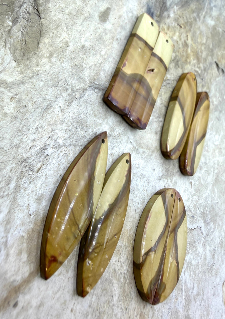 Polychrome Jasper Matching Earring Slab Bead Pair One Pair