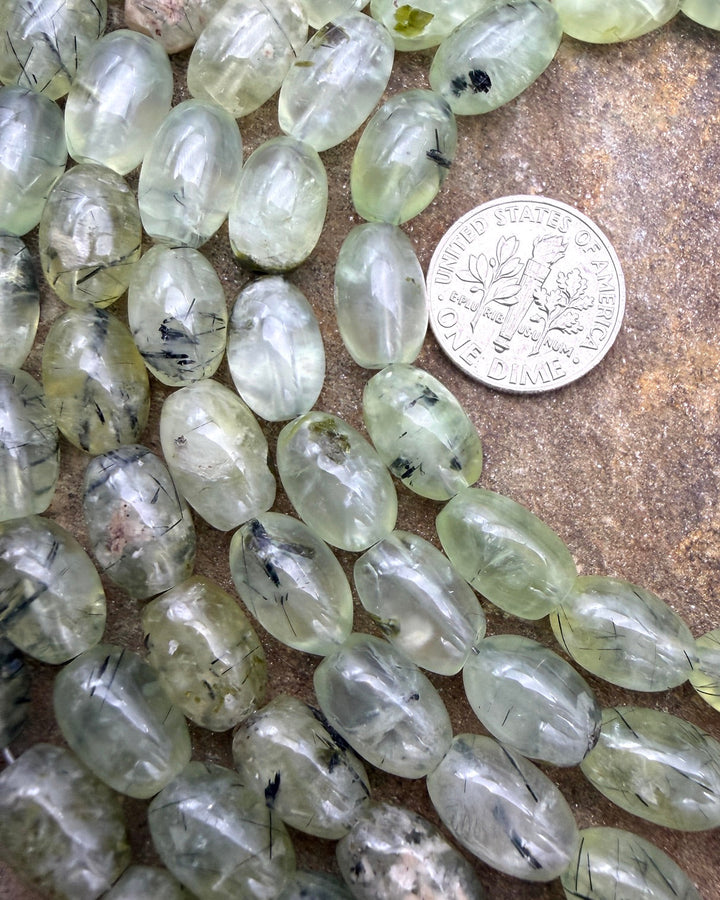 Prehnite Oval Beads 8x12mm ONE 8 Inch strand - Chrysoprase